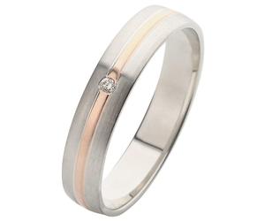 Trauring FIRETTI "Schmuck Geschenk Gold 375 Hochzeit Ehering Trauring "LIEBE" Gr. 16,5, rosa (weißgoldfarben, roségoldfarben), Fingerringe, Damen, 16.5, 0,01 SI = kleine Einschlüsse mit Brillant, Rosé