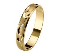 Trauring FIRETTI "Schmuck Geschenk Gold 375 Hochzeit Ehering Trauring "LIEBE"" Gr. 17,5, gold (gelbgoldfarben), Fingerringe, 17,5, 0,01 SI = kleine Einschlüsse mit Brillant, Gelbgold 375, 3,5mm, Traur
