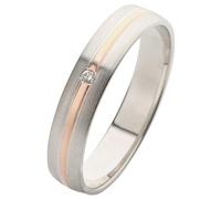 Trauring FIRETTI "Schmuck Geschenk Gold 375 Hochzeit Ehering Trauring "LIEBE" Gr. 17,5, rosa (weißgoldfarben, roségoldfarben), Fingerringe, Damen, 17,5, 0,01 SI = kleine Einschlüsse mit Brillant, Rosé