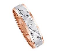 Trauring FIRETTI "Schmuck Geschenk Gold 375 Hochzeit Ehering Trauring "LIEBE" Gr. 17,5, rosa (weißgoldfarben, roségoldfarben), Fingerringe, Damen, 17,5, 0,01 SI = kleine Einschlüsse mit Brillant, Rosé