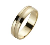 Trauring FIRETTI "Schmuck Geschenk Gold 585 Hochzeit Ehering Trauring "LIEBE" Gr. 19, gold (gelbgoldfarben), Fingerringe, Damen, 19, 0,02 SI = kleine Einschlüsse mit Brillant, Gelbgold 585, 5mm, Traur