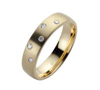 Trauring FIRETTI "Schmuck Geschenk Gold 585 Hochzeit Ehering Trauring "LIEBE" Sterne" Gr. 23, gold (gelbgoldfarben), Fingerringe, Damen, 23, 0,1 SI = kleine Einschlüsse mit Brillanten, Gelbgold 585, 5