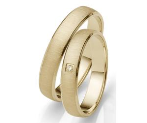 Trauring FIRETTI "Schmuck Geschenk Gold 750 Hochzeit Ehering "LIEBE" Gr. 54, gold (gelbgoldfarben), Fingerringe, Damen, 54, 0,01 SI = kleine Einschlüsse mit Brillant, Gelbgold 585, 4mm, Trauring, Made