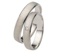Trauring FIRETTI "Schmuck Geschenk Gold 750 Hochzeit Ehering "LIEBE" Gr. 72, weiß (weißgoldfarben), Fingerringe, Damen, 72, 0,01 SI = kleine Einschlüsse mit Brillant, Weißgold 375, 4mm, Trauring, Made