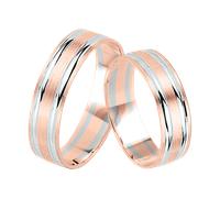 Trauring, Rot-/Weißgold 585, Breite ca. 5,5 mm. / Preis für je 1 Ring. 19,5 mm (61)