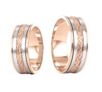 Trauring, Rot-/Weißgold 585, Breite ca. 7,0 mm. / Preis für je 1 Ring. 20,5 mm ca. 7,7 gr.