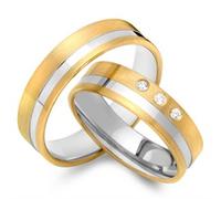 Trauringe 333er Gelb- Weissgold 3 Diamanten