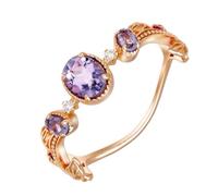 Trauringe 750 Rose Gold Echtes mit Oval Lila Amethyst, Blatt Klassiker 18K Gold Partnerringe Diamant Gr.48 (15.3)