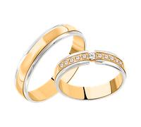 Trauringe Gelb-/Weißgold 585, V840V1g/TR mit Brillanten 0,14 ct. HSI, Breite ca. 4 mm, V840g/TR ohne Brillant, Breite ca. 4 mm / Preis für je 1 Ring ohne Brillant | 20,5 mm (65)