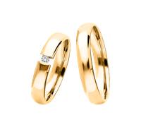 Trauringe, Gelbgold 585, Nr. 16200g/TR Breite ca. 4,0 mm; Nr. 16201g/TR mit Brillant 0,05 ct. GSI, Breite ca. 4 mm./ Preis für je 1 Ring ohne Brillant | 16,5 mm (52)
