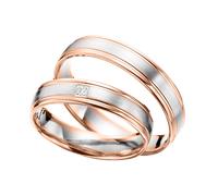 Trauringe, Rot-/Weißgold 585, Breite ca. 4,5 mm, Nr. R148V1/TR mit Brillant 0,02 ct. WSI. / Preis für je 1 Ring. ohne Brilliant | 17,5 mm (55)