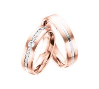 Trauringe, Rot-/Weißgold 585, Breite ca. 4,5 mm, Nr. RU10491V/TR mit Brillant 0,1 ct. WSI / Preis für je 1 Ring. mit Brillanten | 18,5 mm (58)