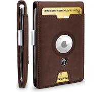 TRAVANDO AirTag* Geldbörse Herren Geldbörse mit Geldklammer Air Tag Brieftasche Kartenhalter RFID Blocking Bifold Geschenke für Männer, Vintage Braun, Geldklammer Geldbörse