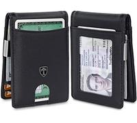 TRAVANDO Atlanta Geldscheinklammer-Geldbörse, schlanke Vordertasche, RFID-blockierend, Kartenhalter, minimalistisch, klein, Schwarz