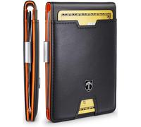 TRAVANDO Austin Herren Slim Wallet mit Geldklammer RFID-blockierendes Bifold Kreditkartenetui für Männer mit Geschenkbox, schwarz/orange