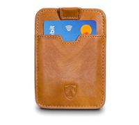 TRAVANDO Slim Portemonnaie Dallas - bis zu 12 Karten - - RFID Schutz - Kleiner Geldbeutel - Kartenetui - Kreditkartenetui - Zugband - Geschenk für Männer - Designed in Germany (Braun)