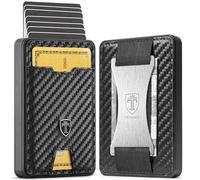 TRAVANDO SWYPE Aluminium Slim Wallet - Carbon Geldbörse Herren Klein mit RFID Schutz - Kleiner Mini Geldbeutel Herren mit Geldklammer - Kartenetui mit Geldspange (Geld-Band, Carbon)