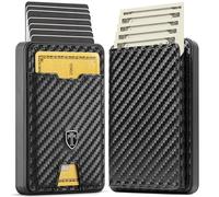 TRAVANDO SWYPE Aluminium Slim Wallet - Carbon Geldbörse Herren Klein mit RFID Schutz - Kleiner Mini Geldbeutel Herren mit Geldklammer - Kartenetui mit Geldspange (Geldschein-Fach, Carbon)