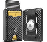 TRAVANDO SWYPE Aluminium Slim Wallet mit AirTag Halter - Carbon Geldbörse Herren Klein RFID Schutz - Mini Geldbeutel mit Geldklammer Kartenetui mit Geldspange Smart Portmonee Portemonnaie Klein