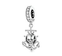 Travel Around the World, Skull Pirate Ship Charm 925 Sterling Silver Charm Fits For Pandora Bracelet, European Charms Bracelet, Women Gift