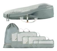 TRAVEL DUDE Packing Cubes mit Kompression aus recycelten Plastikflaschen Grau