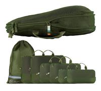 TRAVEL DUDE Packwürfel Set mit Kompression aus recycelten Plastikflaschen | Leichte Packing Cubes | Packtaschen Set für Rucksack & Koffer (Wald Grün, 7-teiliges Set)