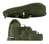 TRAVEL DUDE Packwürfel Set mit Kompression aus recycelten Plastikflaschen | Leichte Packing Cubes | Packtaschen Set für Rucksack & Koffer (Wald Grün, 4-teiliges Set)