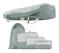 TRAVEL DUDE Packing Cubes, Packtaschen, Packwürfel, Kofferorganizer mit Kompression aus recycelten Plastikflaschen Grau
