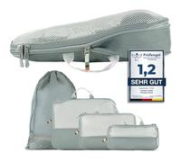 TRAVEL DUDE Packing Cubes mit Kompression aus recycelten Plastikflaschen Grau