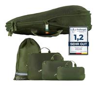 TRAVEL DUDE Packwürfel Set mit Kompression aus recycelten Plastikflaschen | Leichte Packing Cubes | Packtaschen Set für Rucksack & Koffer (Wald Grün, 4-teiliges Set)