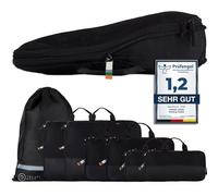 TRAVEL DUDE Packing Cubes mit Kompression aus recycelten Plastikflaschen Schwarz