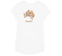 Travel Teez Australien Karte Koalas Kangaroos Bumerangs Sydney Opera T-Shirt Schwarz S Unisex Erwachsene Kurzarm Klassische Passform