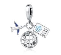 Travel-Themed Globe & Passport Anhänger Charm, 925 Sterling Silber Charm Armband Zubehör, kompatibel mit Pandora Armband Halskette