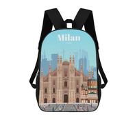 Travel to Milan Modischer, Lässiger Kinderrucksack, 3D-gedruckter Schulrucksack Für Jungen, Großer Rucksack 17inch