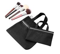 Travel Toiletry Bag Set, Portable Mesh Cosmetic Pouches with Zipper and Handle, 2-Piece Organizer for Airplane, Festival, Gym, School, Concert, Work, Vacation, Beach and Stadium Use, Schwarz ,