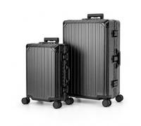 Travelhouse 100% Aluminium Kofferset Tokyo Schwarz S-55cm & XL-78cm Hartschalenkoffer 2 ZSA Schlösser 4 Silent Move Doppelrollen