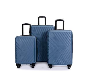 Travelhouse Bali 3-teiliges Kofferset Blau - ABS Hartschalen Trolley Set mit 4 Rollen, TSA-Schloss & kratzfester Oberfläche, robust & leichtes Reisegepäck für Damen & Herren
