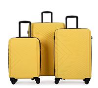 Travelhouse Bali 3-teiliges Kofferset Gelb - Kratzfestes ABS Hartschalen Trolley Set mit 4 Spinnerrollen & TSA-Schloss, leicht, robust & auffällig - Reisegepäck für Damen & Herren