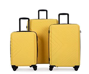 Travelhouse Bali 3-teiliges Kofferset Gelb - Kratzfestes ABS Hartschalen Trolley Set mit 4 Spinnerrollen & TSA-Schloss, leicht, robust & auffällig - Reisegepäck für Damen & Herren