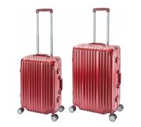 Travelhouse London · 2-teiliges Reisekoffer Set · Aluminium Rahmen · Polykarbonat Hartschale ·2 TSA Schlösser· Handgepäck-Koffer + Check-in · S-55cm, M-65cm · Vol. S-44L · M-67L · Rot