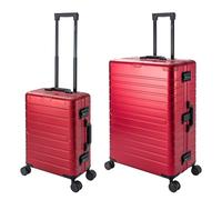Travelhouse Oslo Aluminium Koffer-Set - Handgepäck Vol. 39L & Check-in Aufgabegepäck Koffer Vol. 102L Hartschalenkoffer Reisekoffer TSA 360° Rollen - Rot