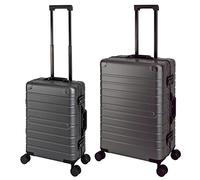 Travelhouse Oslo Aluminium Koffer-Set - Handgepäck Vol. 39L & Check-in Aufgabegepäck Koffer Vol. 70L Hartschalenkoffer Reisekoffer TSA 360° Rollen Grau Graphit