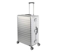 Travelhouse Oslo großer Aluminium Reisekoffer Silber L-75cm Hartschalenkoffer Reisetrolley Suitecase Trolley Koffer 2X TSA Zahlenschloss 4 Doppelräder 360° Rollen Markenqualität Vol. 102L