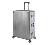 Travelhouse Tokyo 100% Aluminium Koffer XL-78cm Hartschalenkoffer Reisetrolley Suitecase Reisekoffer 2X TSA Zahlenschloss 4 Doppelräder 360° Rollen Vol. 110L - Silber