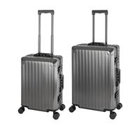 Travelhouse Tokyo 100% Aluminium Reisekoffer 2teilig Graphit S-55cm & M-66cm Hartschalenkofferset 2X TSA Schlösser 4X Silent Move Doppelrollen