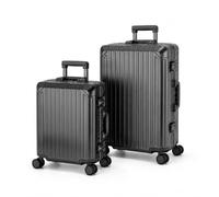 Travelhouse Tokyo Alu Reisekoffer Schwarz S-55cm & M-66cm 100% Aluminium Hartschalenkoffer Set 2 TSA Schlösser 4 Silent Move Doppelrollen