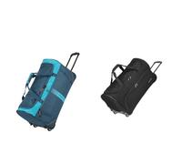 Travelite 2-Rad Trolley Größe L & 2-Rad Trolley Reisetasche Größe L, Gepäck Serie Basics Fresh: Weichgepäck Reisetasche mit Rollen im sportlichen Design, 71 cm, 89 Liter, Schwarz