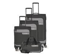 Travelite 4-Rad Koffer Set Weichschale aus recyceltem Material, Größen L/M/S + Reisetasche, Gepäck Serie VIIA: Trolley Set mit Handgepäck im IATA Bordgepäck Maß