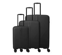 Travelite Air Stripe 4 Rollen Kofferset 3-teilig mit Dehnfalte schwarz