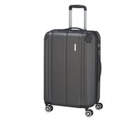 Travelite Hartschalenkoffer mittelgroß, erweiterbar, 4 Rollen, City, Trolley mit kratzfester Oberfläche, TSA Schloss, Dehnfalte, 68 cm, 78-86 Liter